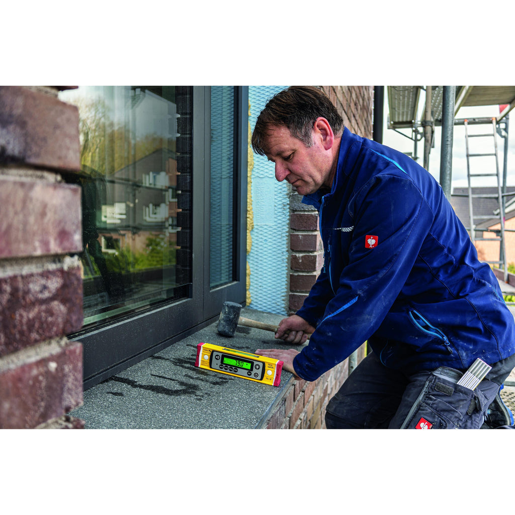Stabila TECH 196 DL digital spirit level in use on site