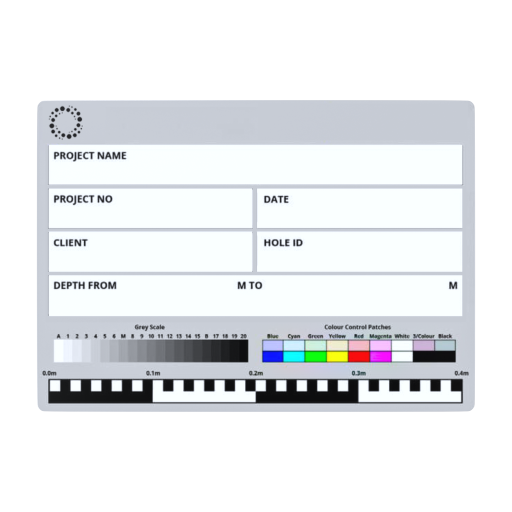 Geotechnical Photo Board – A3 Site Logging Board with Colour Scale, Greyscale & Depth Ruler