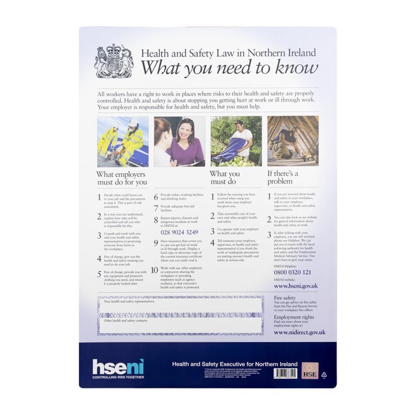 HSE Health & Safety Law Poster – A2 Size (Northern Ireland Version)