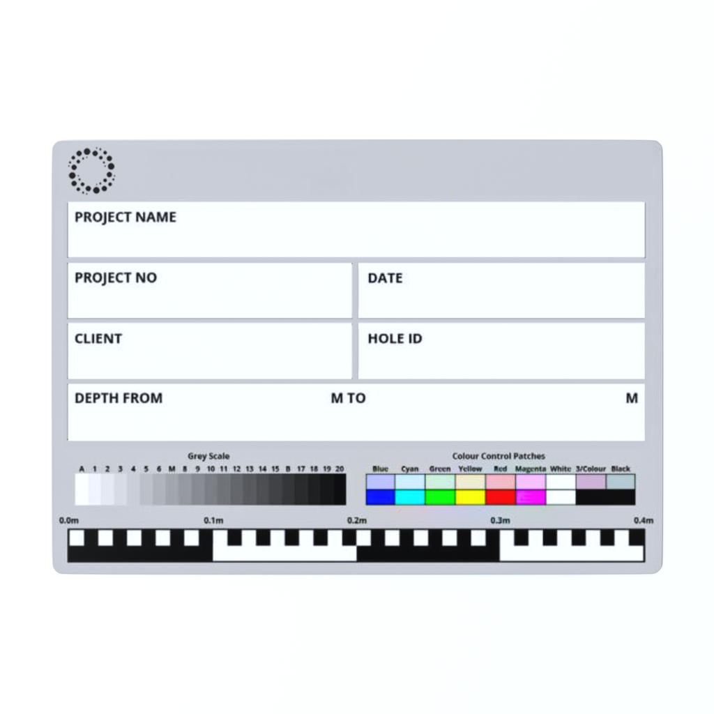 Geotechnical Photo Board – A3 Site Logging Board with Colour Scale, Greyscale & Depth Ruler