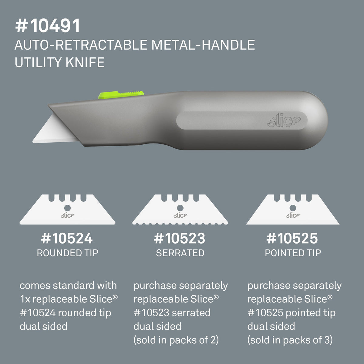 Slice 10491 Auto-Retractable Metal-Handle Utility Knife