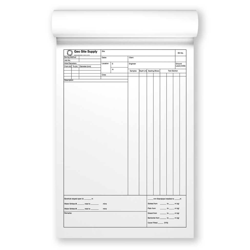 A4 Drilling Log Book – 3-Part NCR Triplicate (50 Sets)