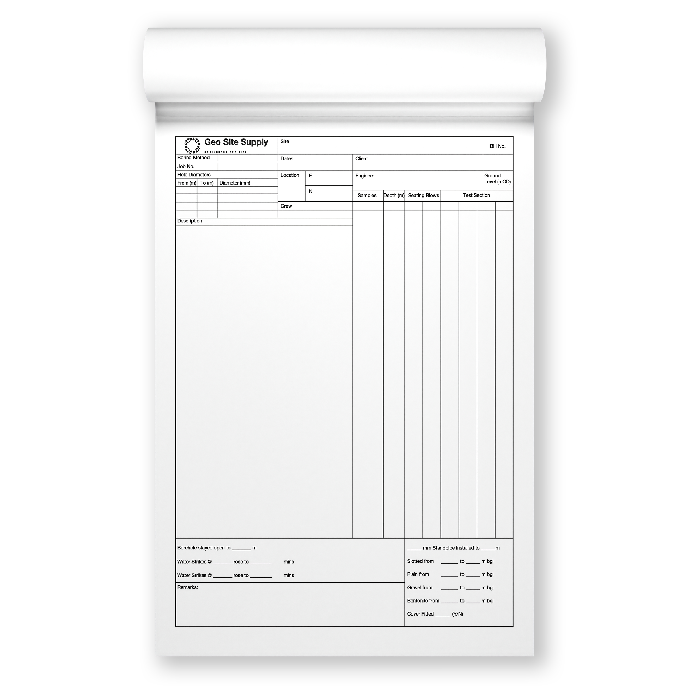 A4 Drilling Log Book – 3-Part NCR Triplicate (50 Sets)