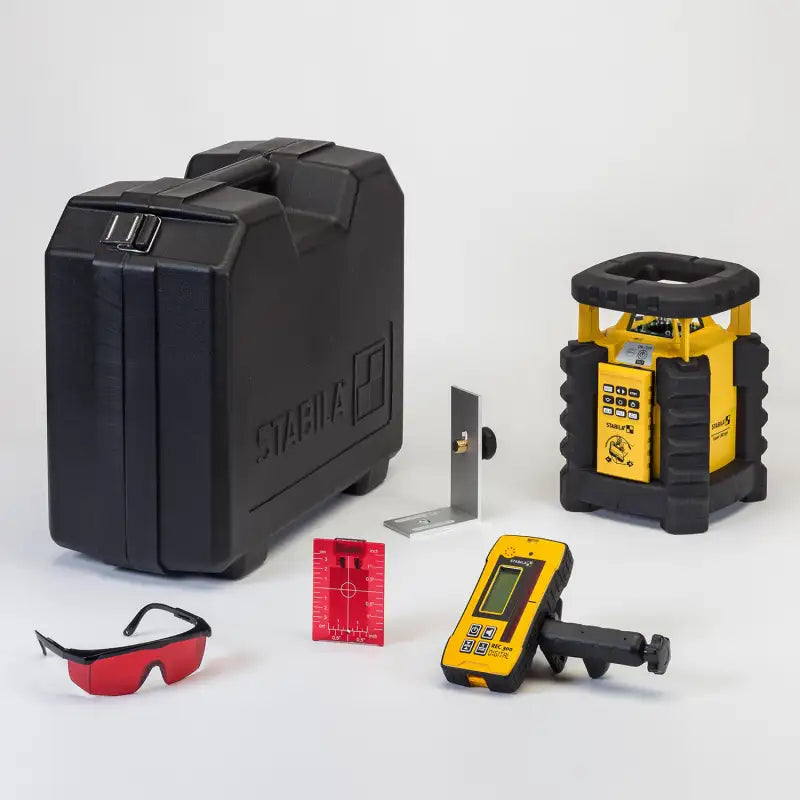 Stabila LAR 350 Rotating Laser Level Kit – Dual Slope, 9-Piece Set with Remote & Receiver