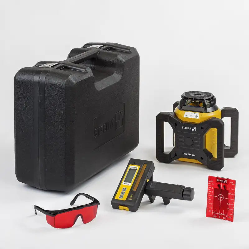 Stabila LAR 160 Rotating Laser Level Kit – 7-Piece Set with Tripod & Receiver